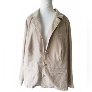 NWT Faded Glory Women's Plus Corduroy Button Up Stretch Preppy Blazer 18/20W TAN